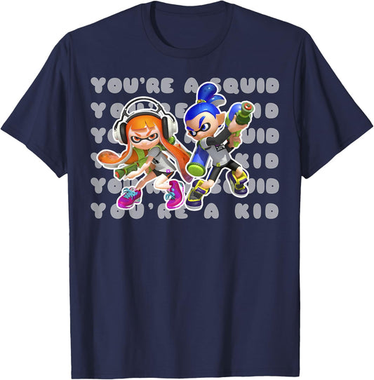 Nintendo Splatoon You're A Squid Or A Kid Graphic T-Shirt - T-Shirt | Navy