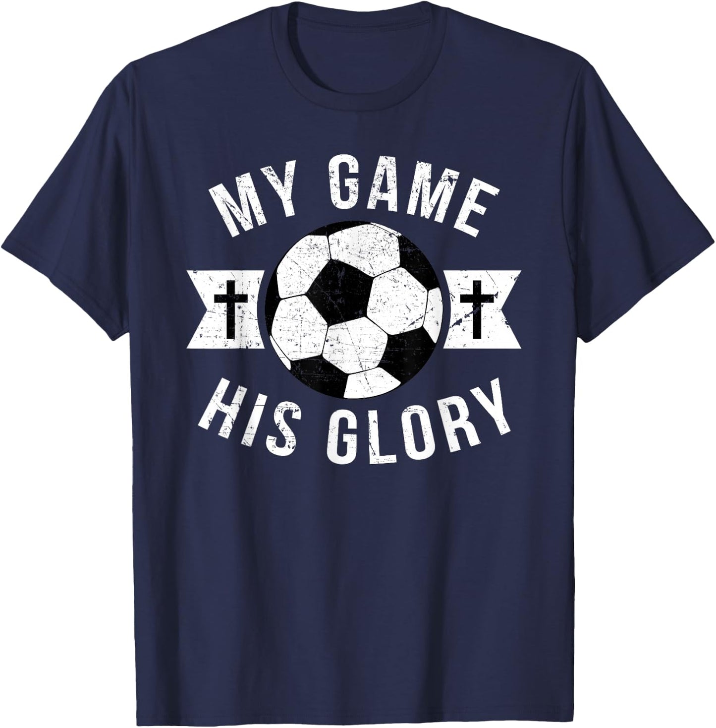 Christian Soccer Gifts Teen Boys Girls Sayings Phrases Cross T-Shirt - T-Shirt | Navy