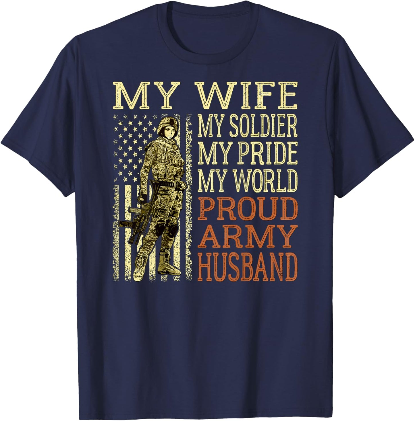 My Wife My Soldier Hero - Proud Army Husband Military Spouse T-Shirt - T-Shirt | Navy