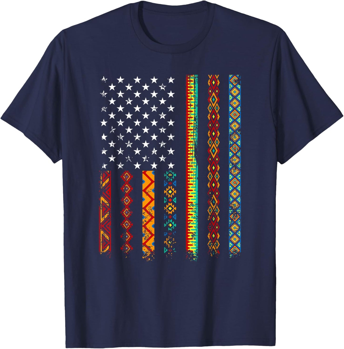 African Kente Cloth Shirts American Flag T-Shirt - T-Shirt | Navy