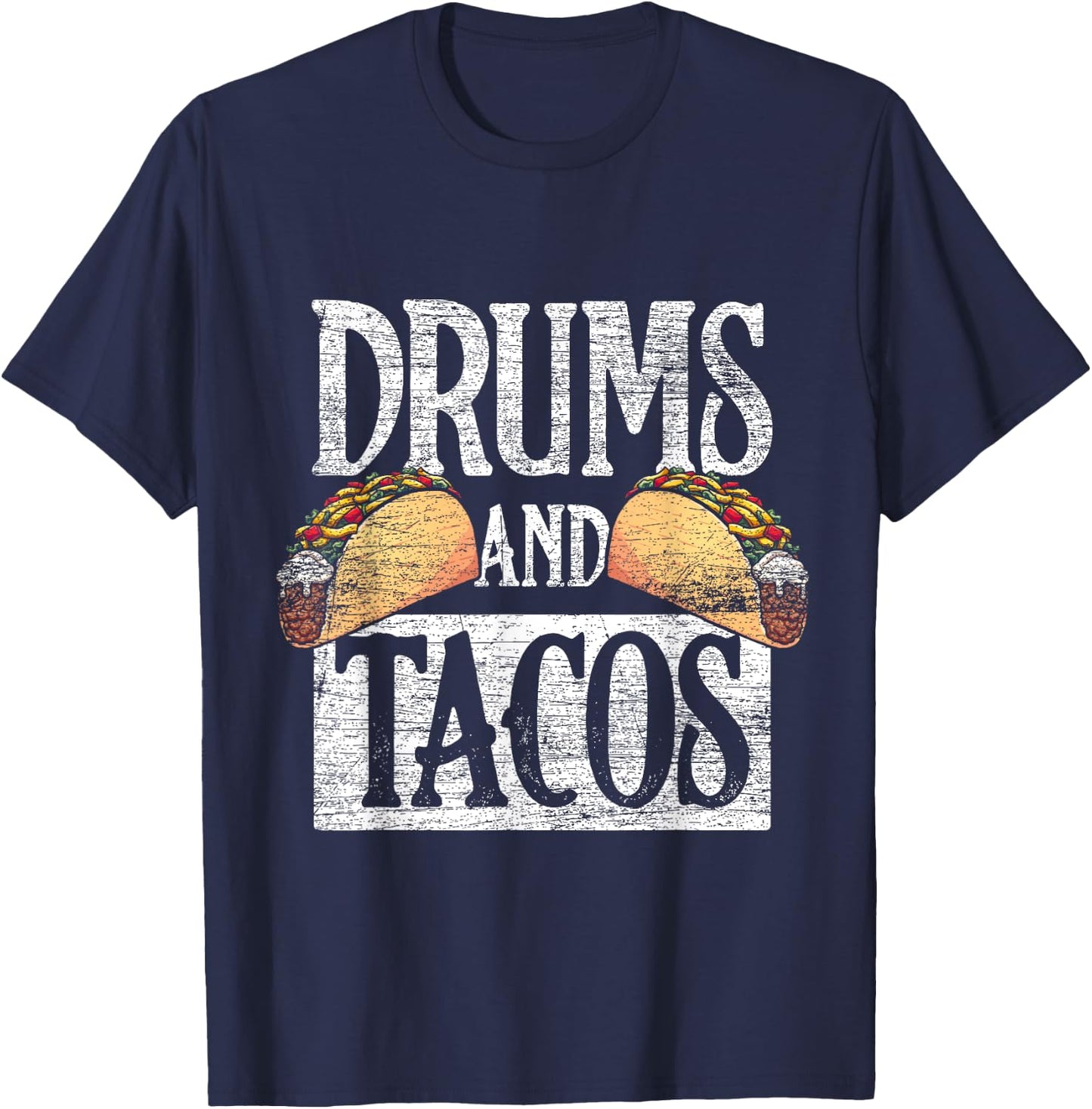 Tacos Cinco De Mayo Music Drummer Drums T-Shirt - T-Shirt | Navy