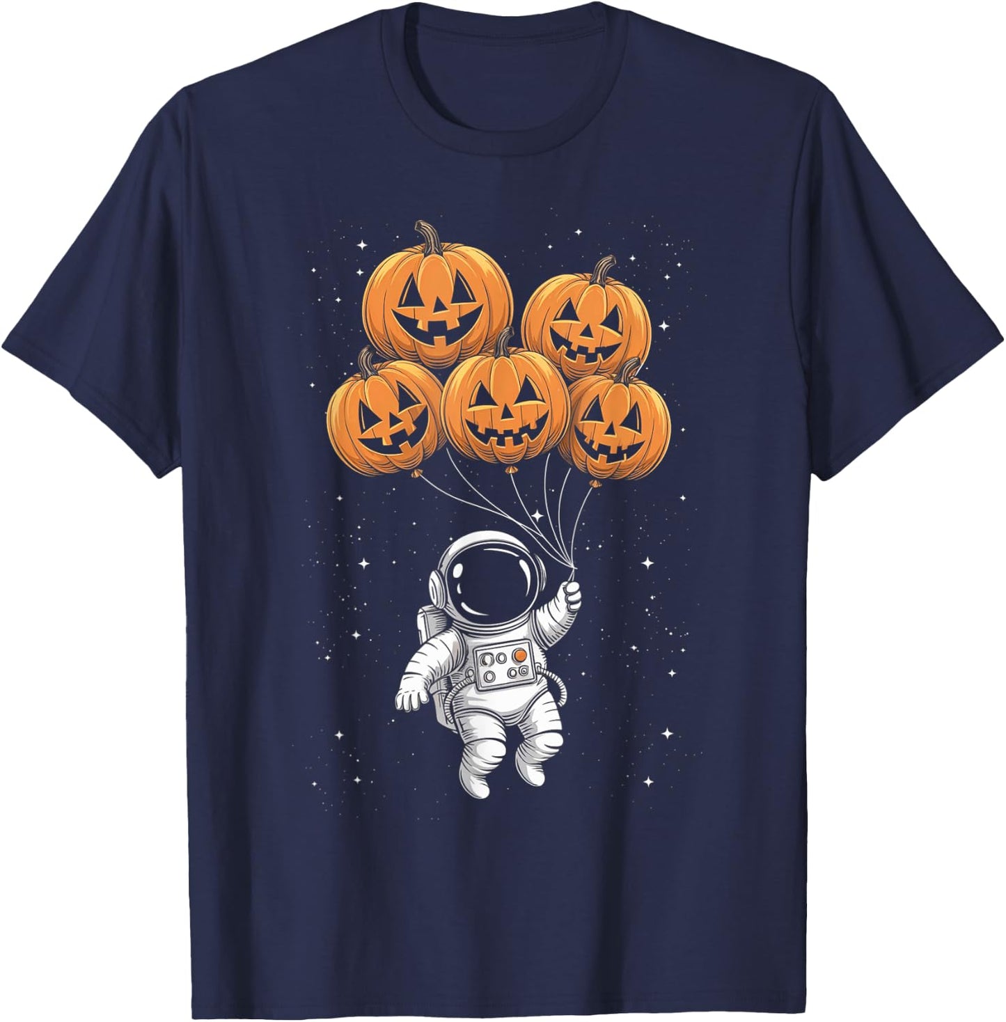 Halloween Astronaut Pumpkin Balloons Kids T-Shirt - T-Shirt | Navy