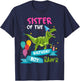 Sister of the Birthday Boy TRex Matching Dinosaur Rawr Party T-Shirt - T-Shirt | Navy