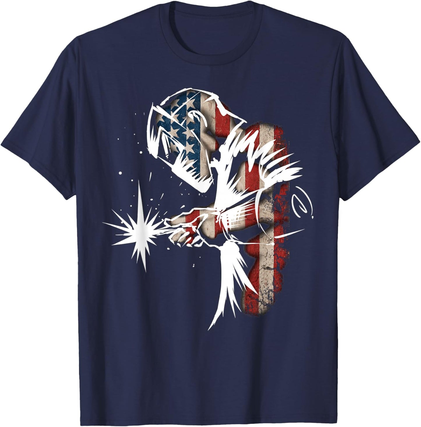 Welder American Flag USA Patriotic Welder Gift T-Shirt - T-Shirt | Navy