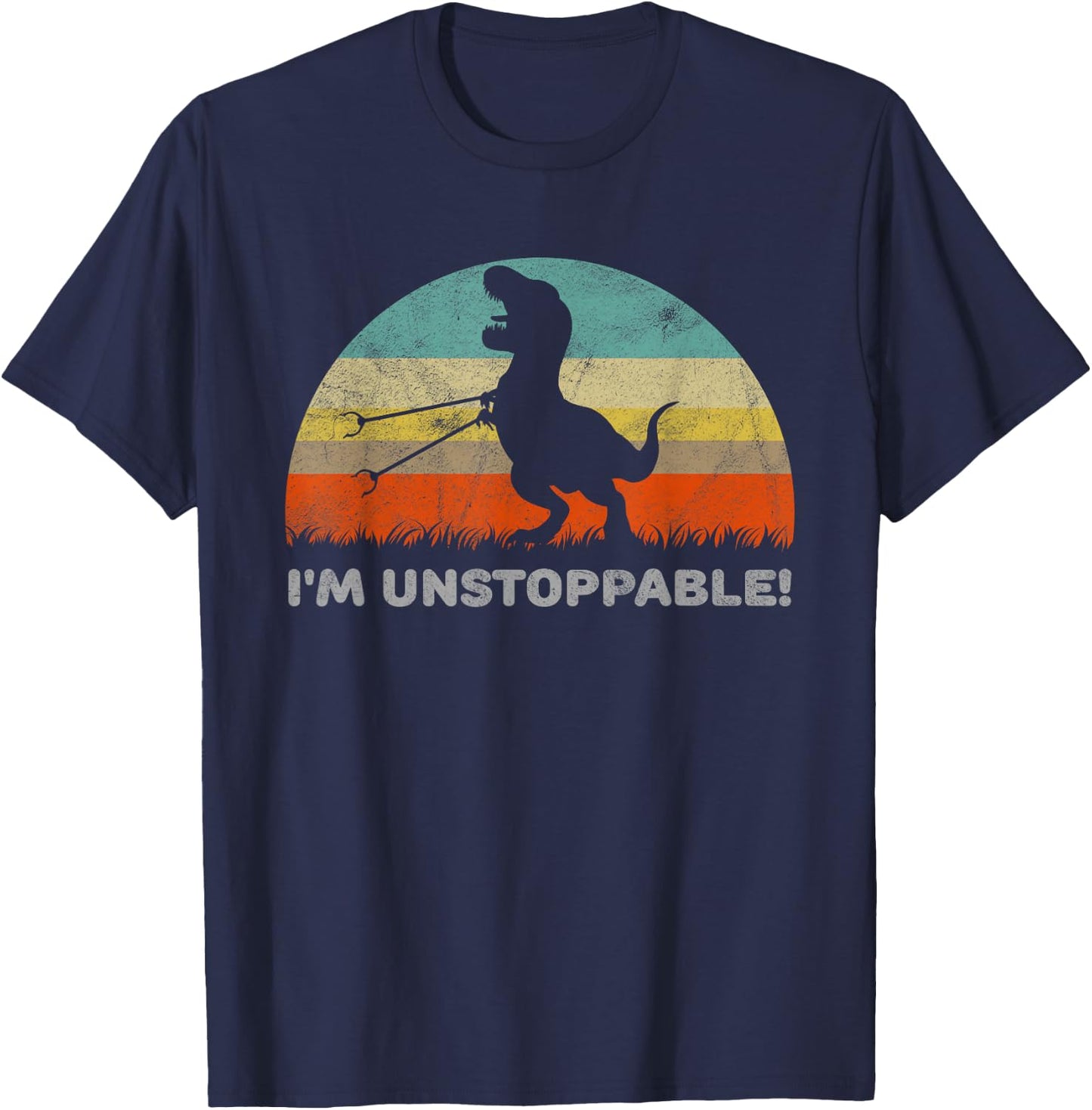Funny I'm Unstoppable T Rex With Trash Grabber Pickup Tool T-Shirt - T-Shirt | Navy