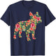 French Bulldog Flower T shirt Floral Frenchie Dog Silhouette T-Shirt - T-Shirt | Navy