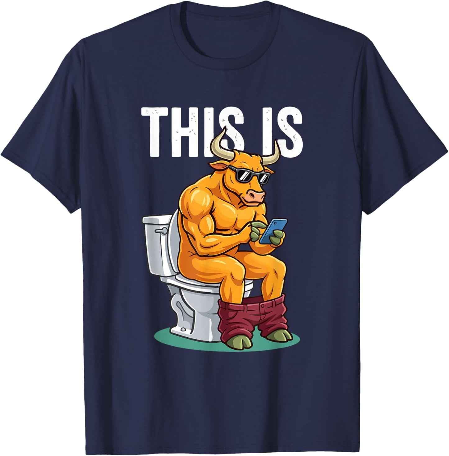 This is Bull Crap Bullsht Toilet Phone Meme T-Shirt - T-Shirt | Navy