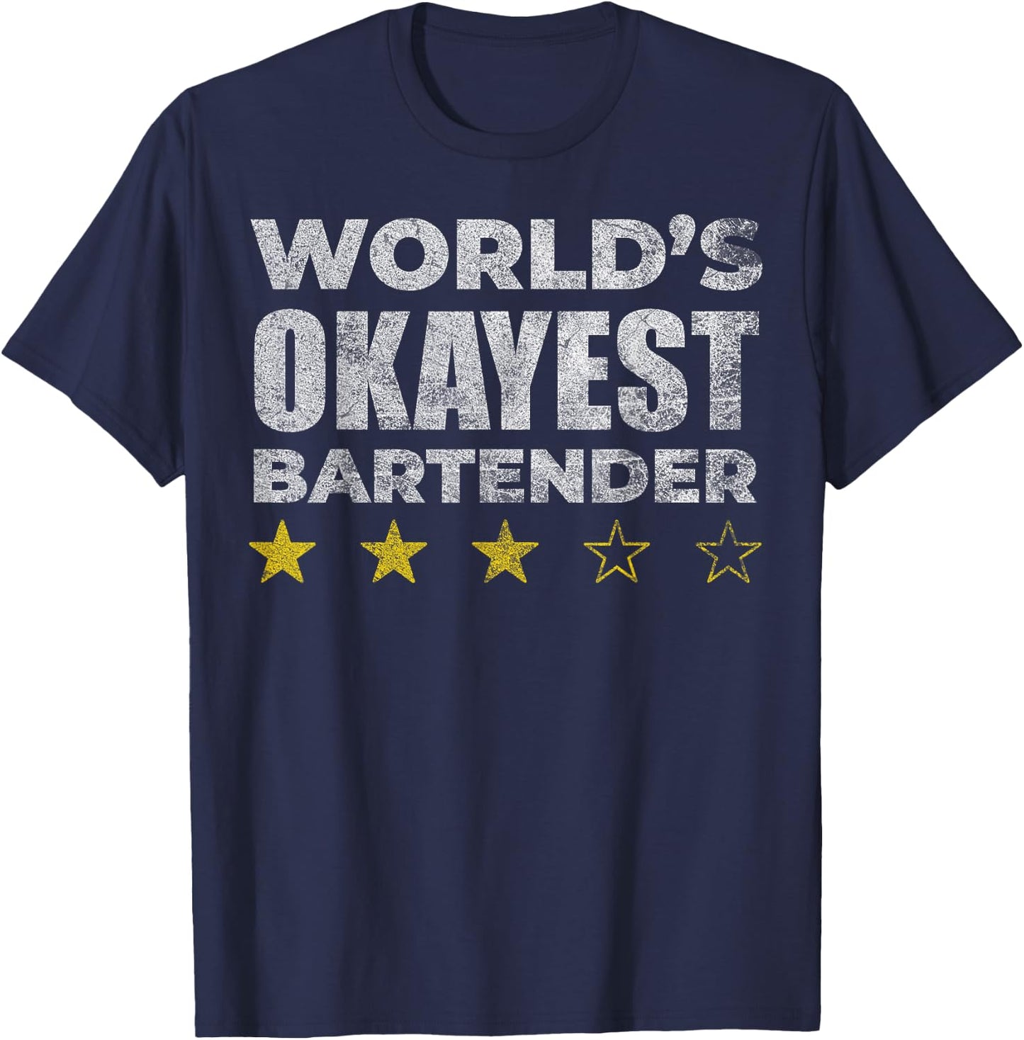 Funny Worlds Okayest Bartender - Vintage Style T-Shirt - T-Shirt | Navy