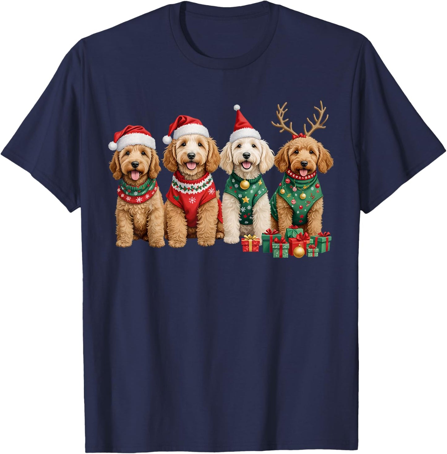 Goldendoodle Christmas Golden Doodle Pajamas Girls T-Shirt - T-Shirt | Navy