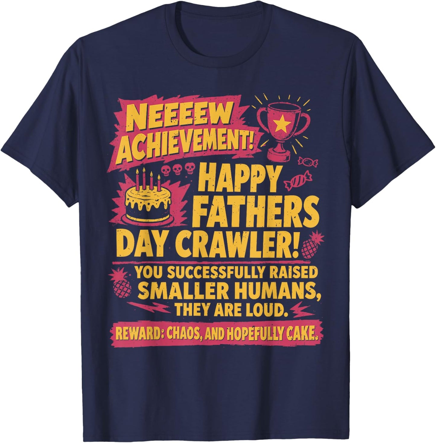 Fathers Day Gamer Dad New Achievement RPG Dad Gaming T-Shirt - T-Shirt | Navy