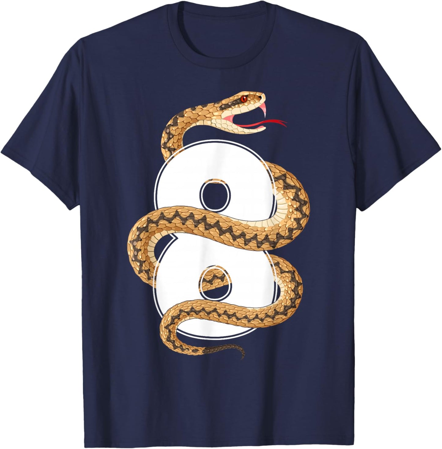 Kids 8 Years Old Cute Snake 8th Birthday Party T-Shirt - T-Shirt | Navy
