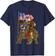 4th of July Boys Proud American Bald Eagle Bear T-Shirt - T-Shirt | Navy