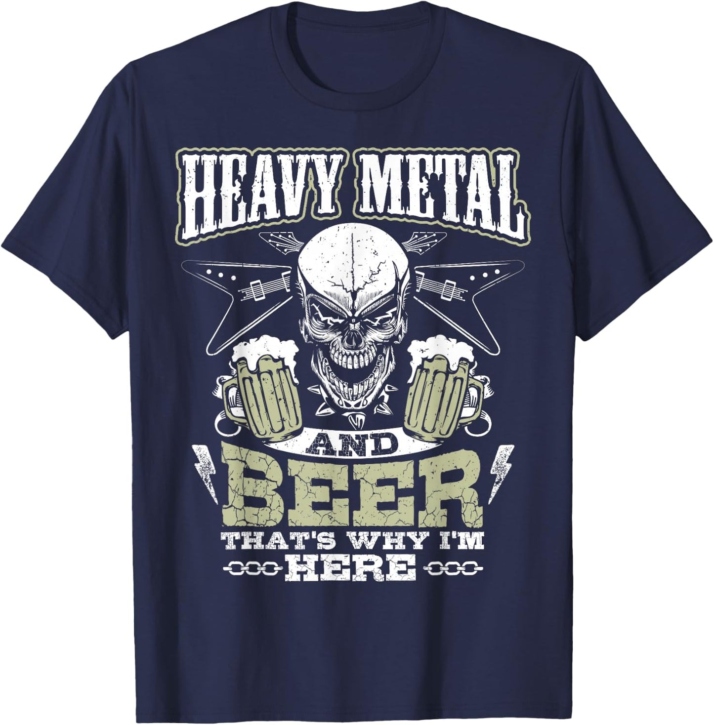 Heavy Metal And Beer Funny T-Shirt - T-Shirt | Navy