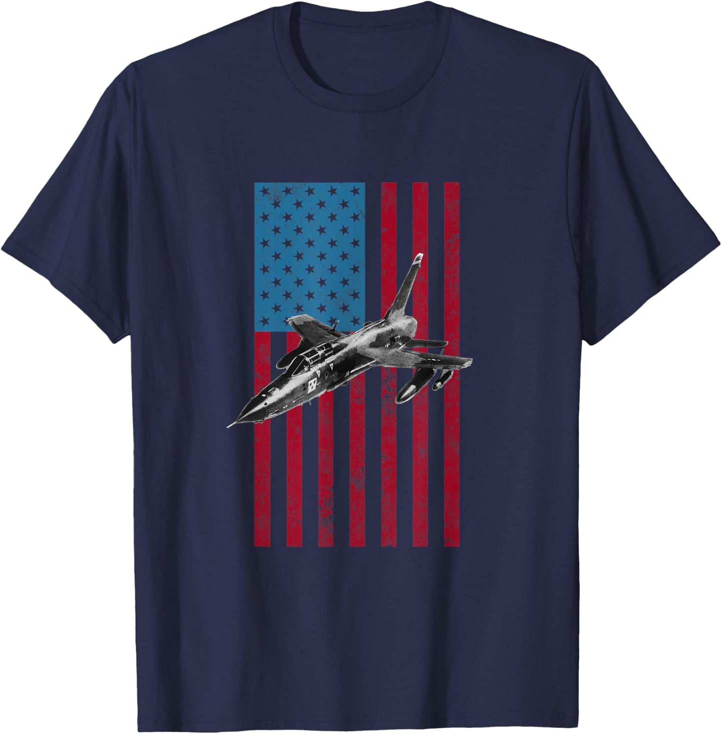 Republic F-105 USA American Flag - Military T-Shirt - T-Shirt | Navy