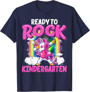 Ready To Rock Kindergarten Dabbing Unicorn Back To School T-Shirt - T-Shirt | Navy