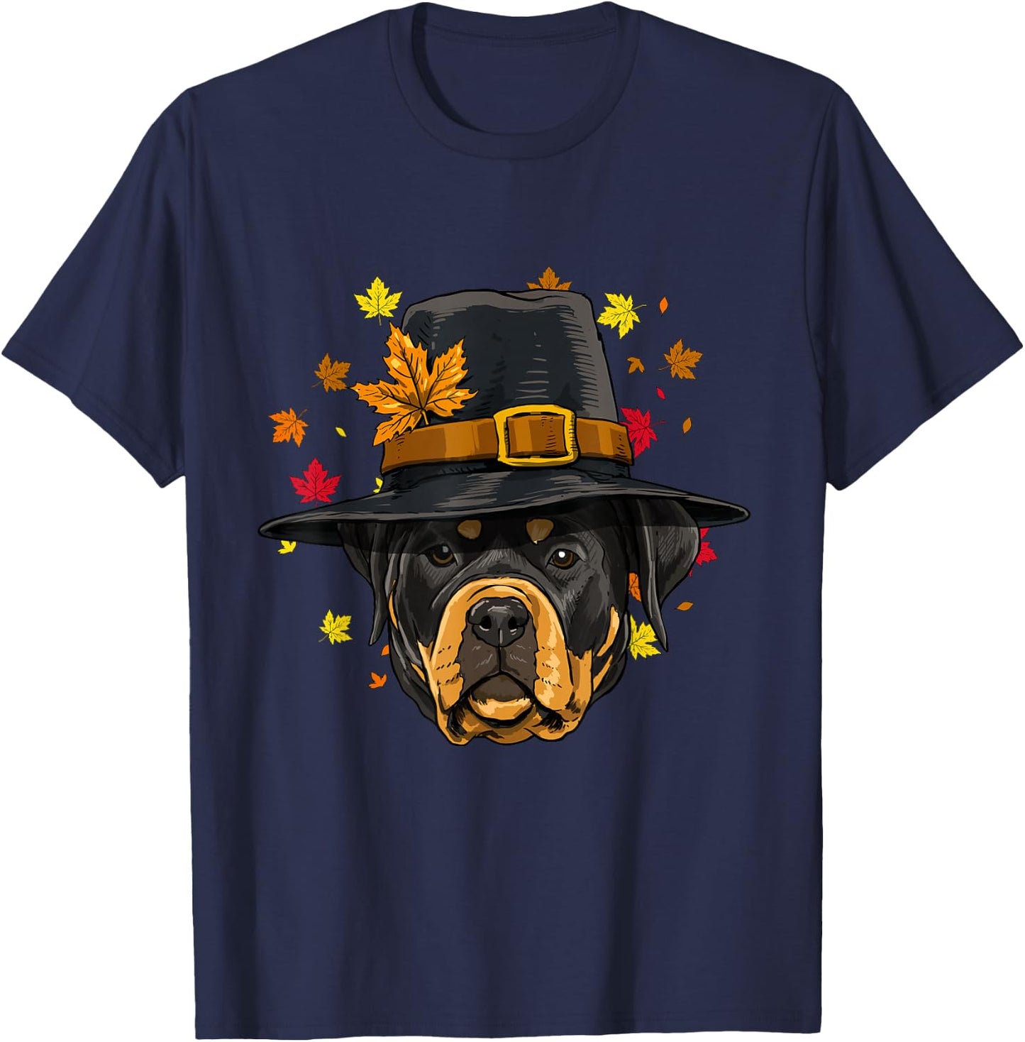 Thanksgiving Rottweiler Pilgrim Costume Men Women T-Shirt - T-Shirt | Navy