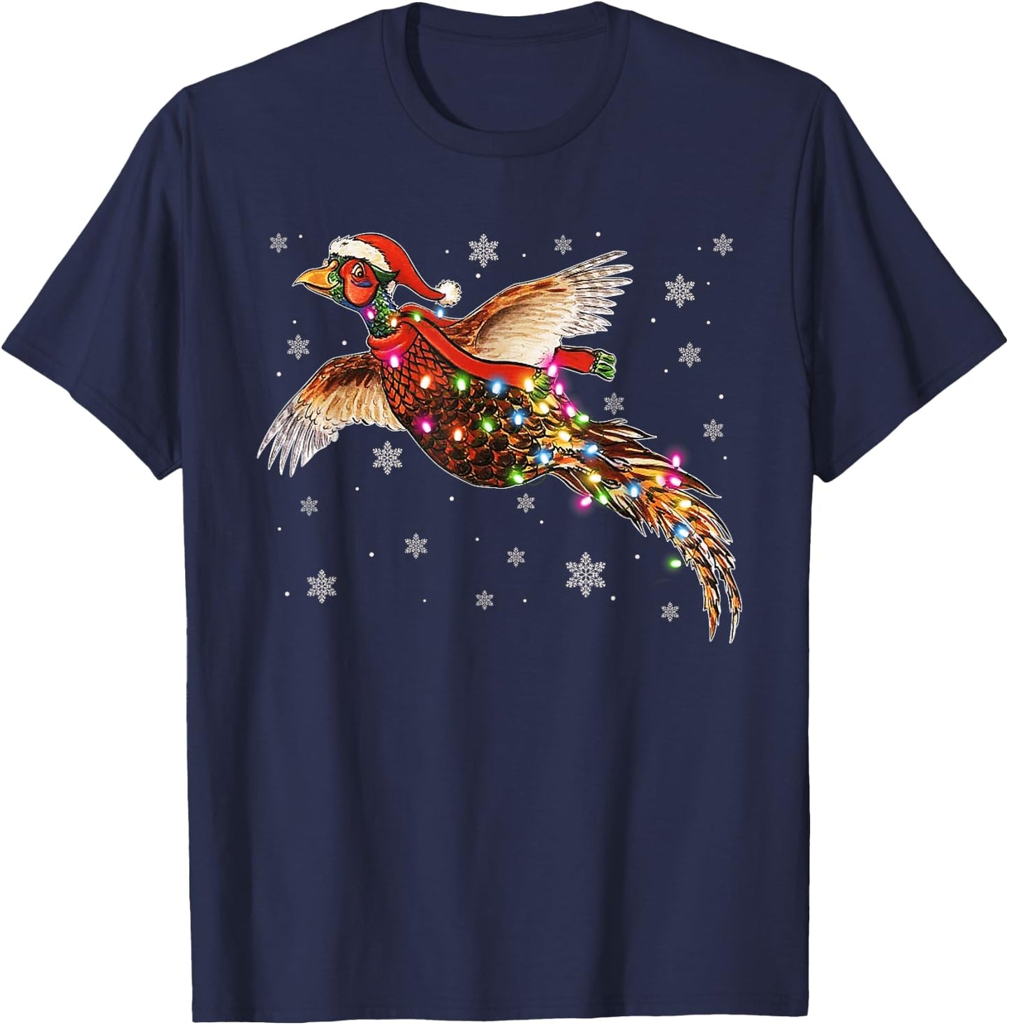 Pheasant Santa Hat Christmas For Pheasant Xmas Gift T-Shirt - T-Shirt | Navy