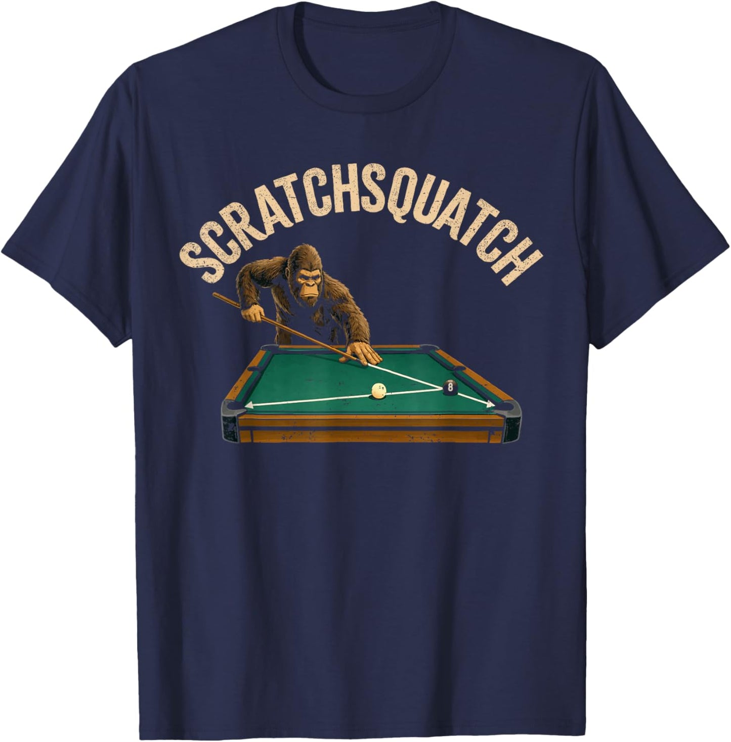Funny Billiards Pool Men Bigfoot Sasquatch Scratchsquatch T-Shirt - T-Shirt | Navy
