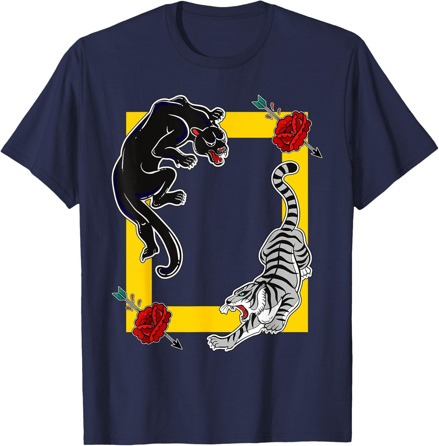 Stay Weird - Wild Cats - Tiger and Panther Raw Nature T-Shirt - T-Shirt | Navy