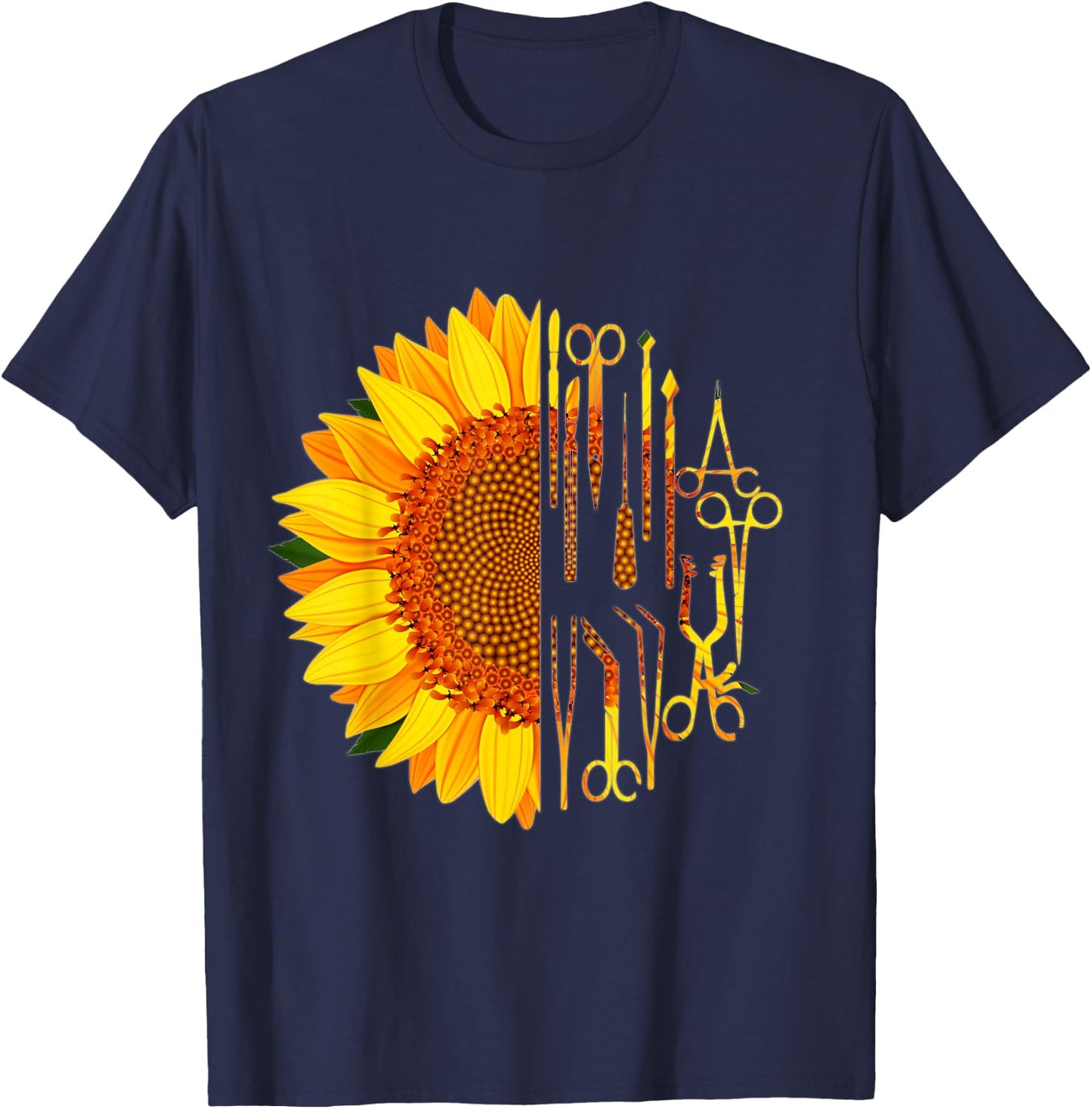 Surgical Scrub Tech Surgeon Sunflower Surgery Intern OR T-Shirt - T-Shirt | Navy