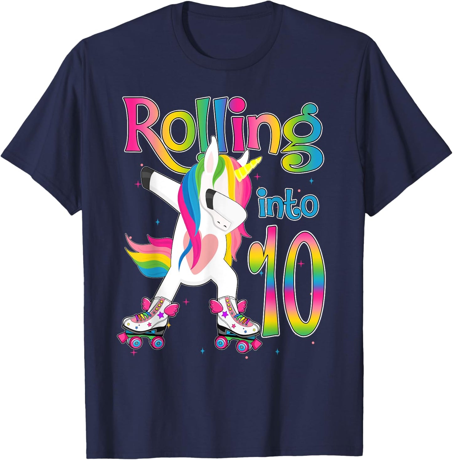 Rolling Into 10 years Lets Roll I'm Turning 10 Roller Skate T-Shirt - T-Shirt | Navy