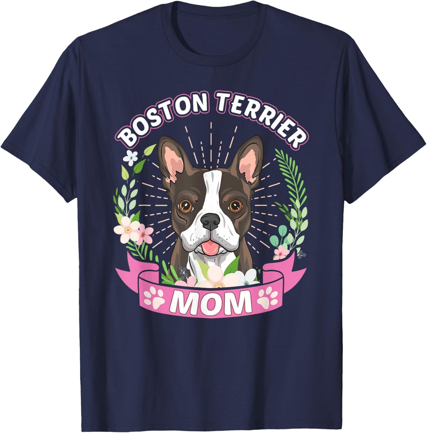 Boston Terrier Mom Mother's Day T-Shirt - T-Shirt | Navy