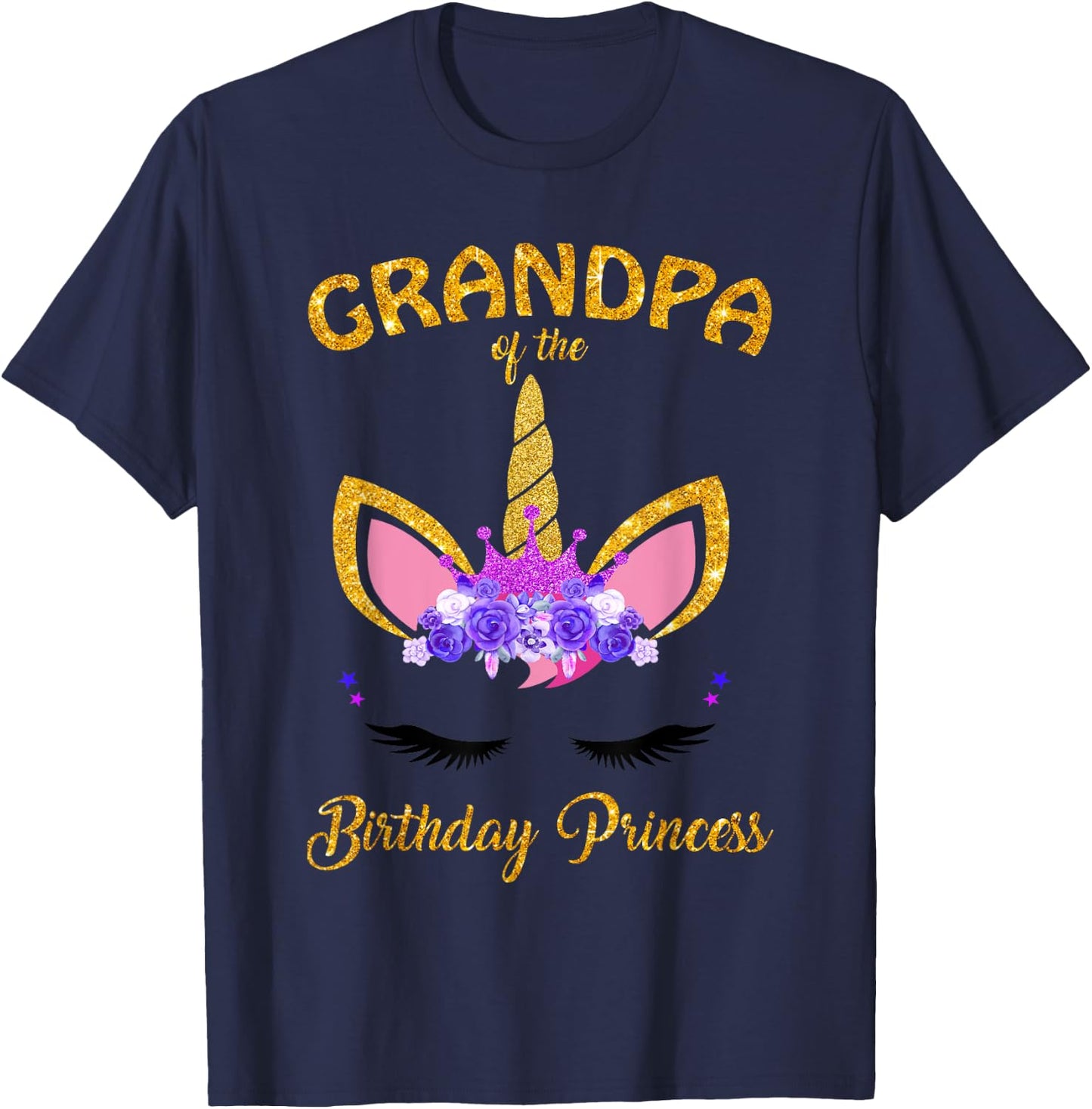 Grandpa Of The Unicorn Girl Birthday Princess Grandfather T-Shirt - T-Shirt | Navy