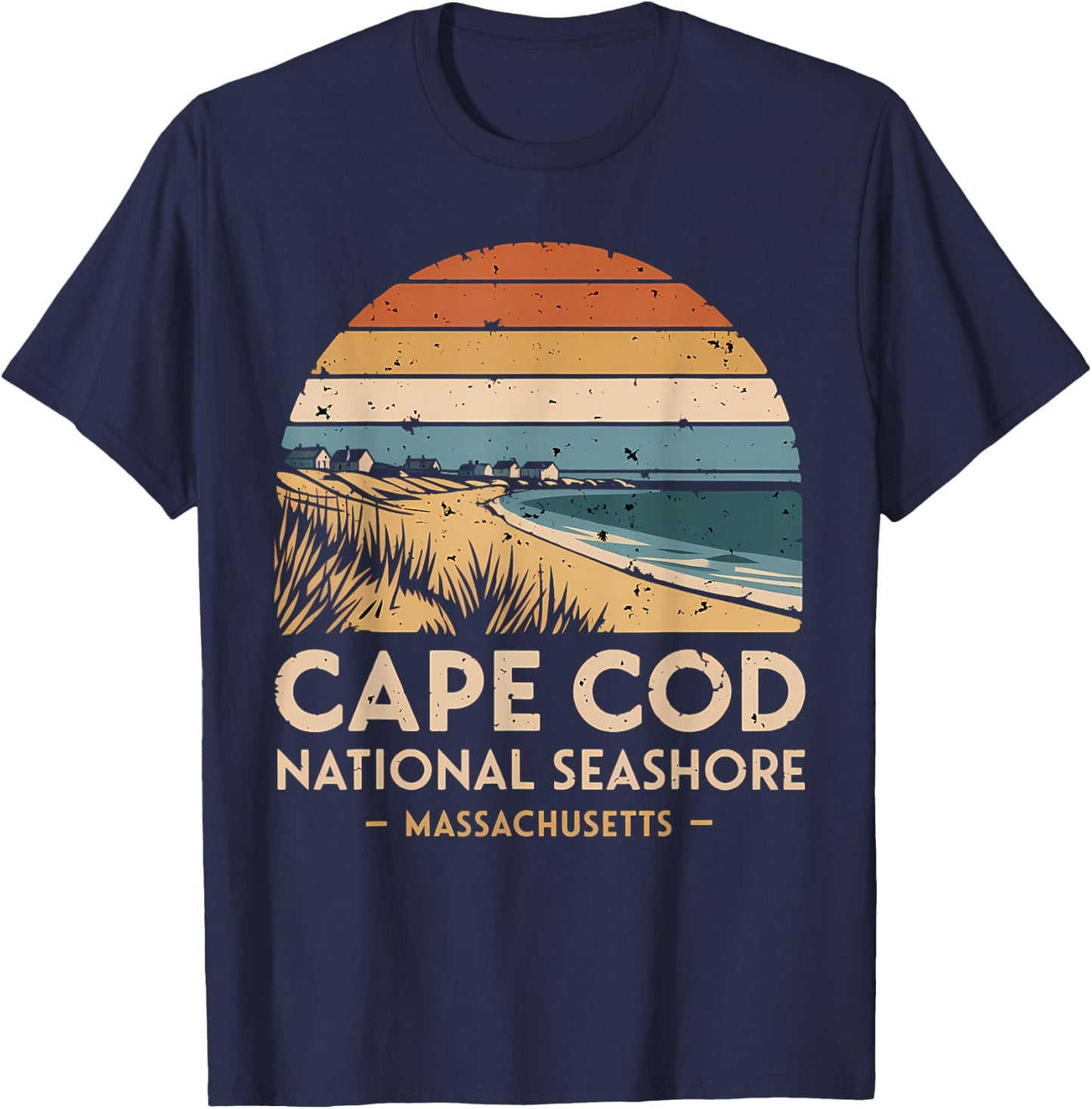 Vintage Cape Cod National Seashore Massachusetts Souvenir T-Shirt - T-Shirt | Navy