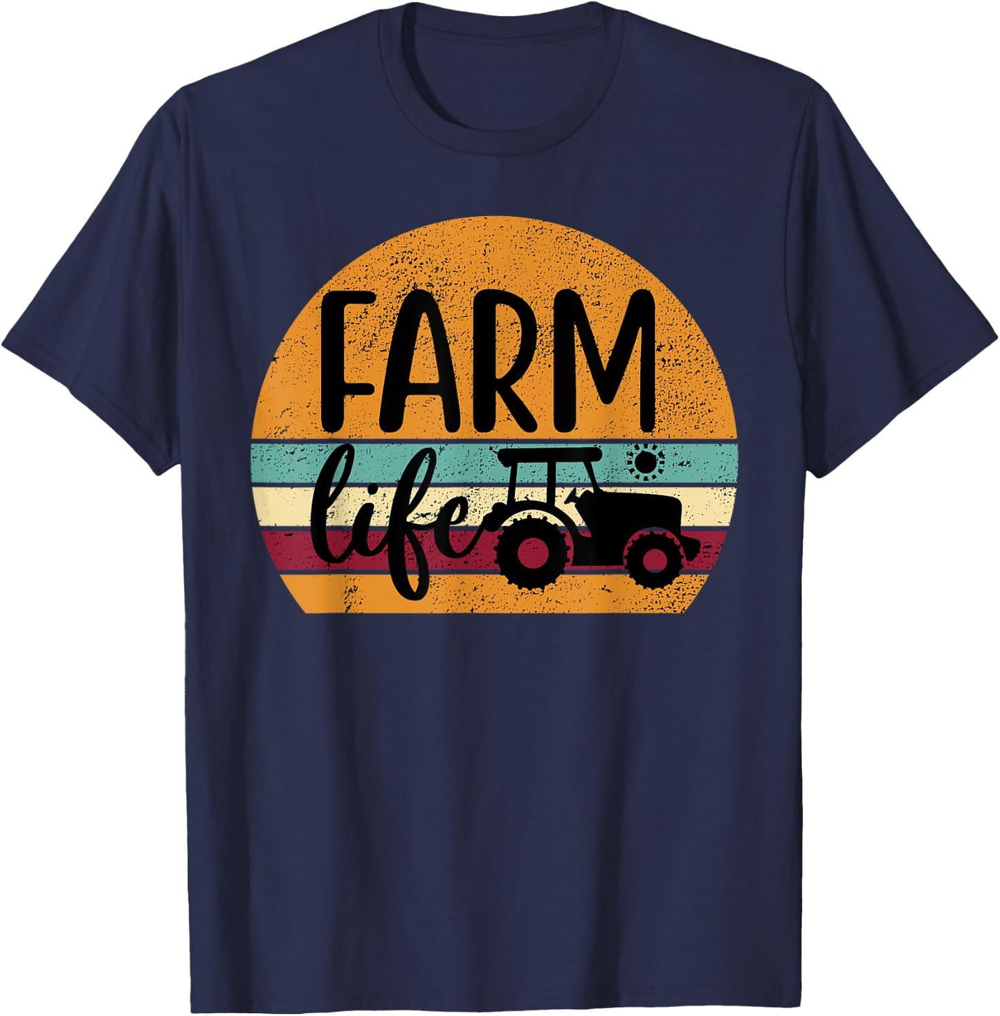 Retro Vintage Farm Life Farmer Tractor Farmer Gift T-Shirt - T-Shirt | Navy