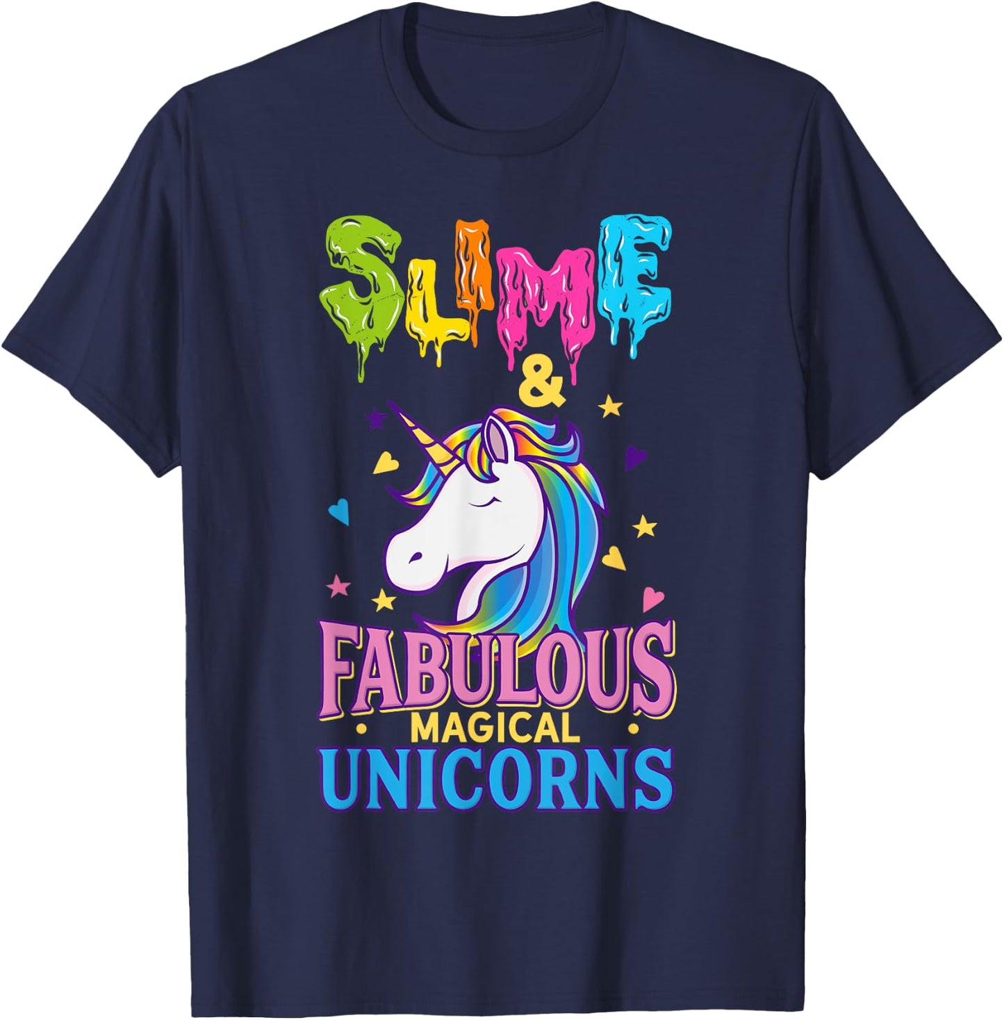 Love Slime Time & Unicorn Girls Gift T-Shirt - T-Shirt | Navy