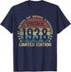 87 Year Old Gifts Vintage 1938 Limited Edition 87th Birthday T-Shirt - T-Shirt | Navy