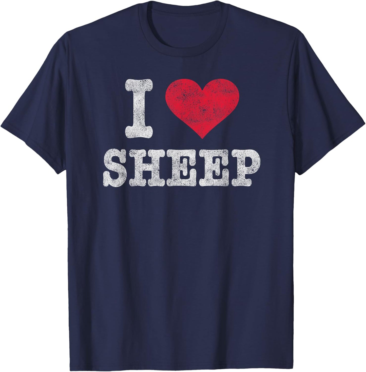 Vintage I Love Sheep Trendy Gift T-Shirt - T-Shirt | Navy