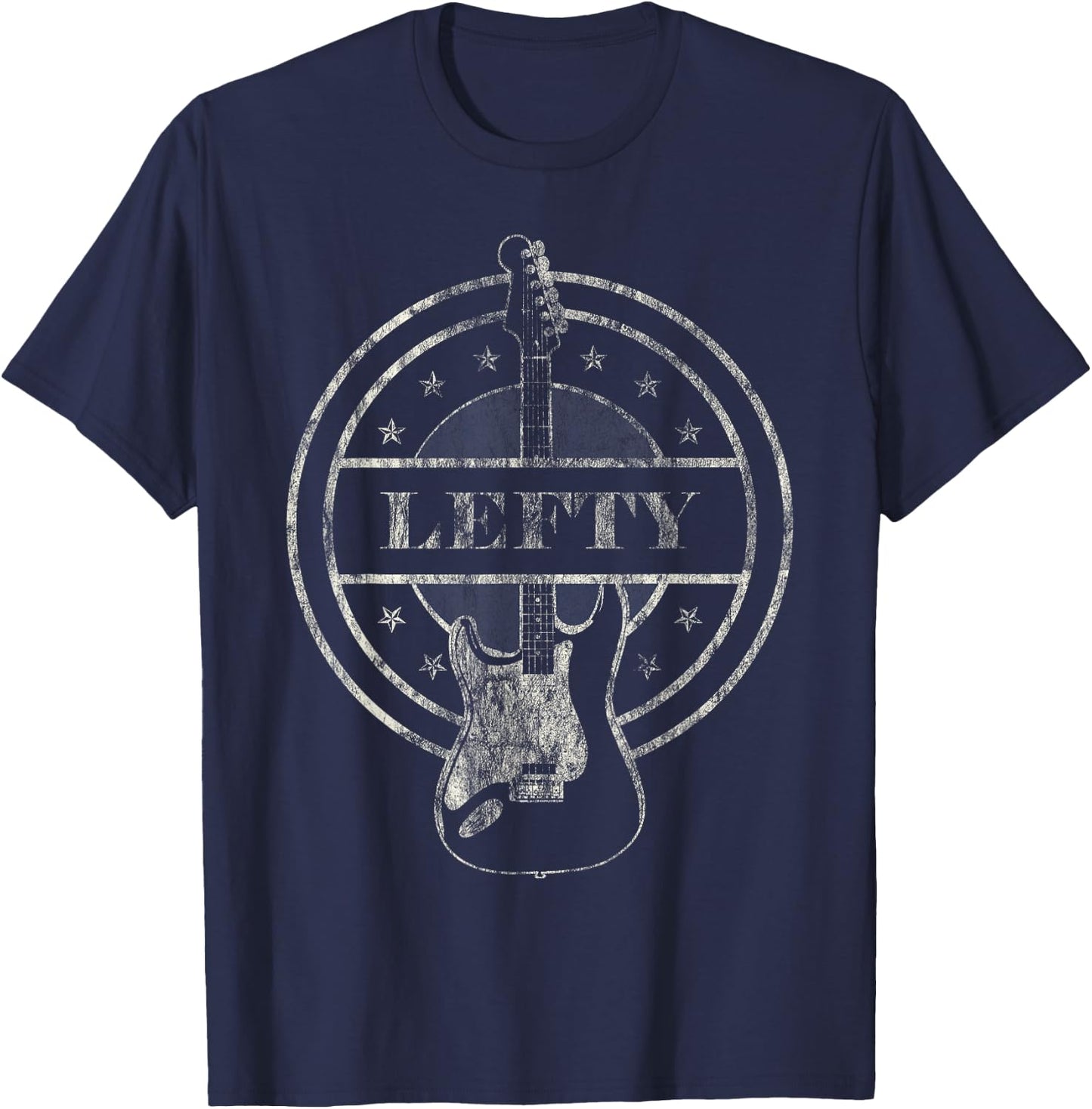 Vintage Left Handed Guitar Player Shirt Funny Gift Lefties T-Shirt - T-Shirt | Navy