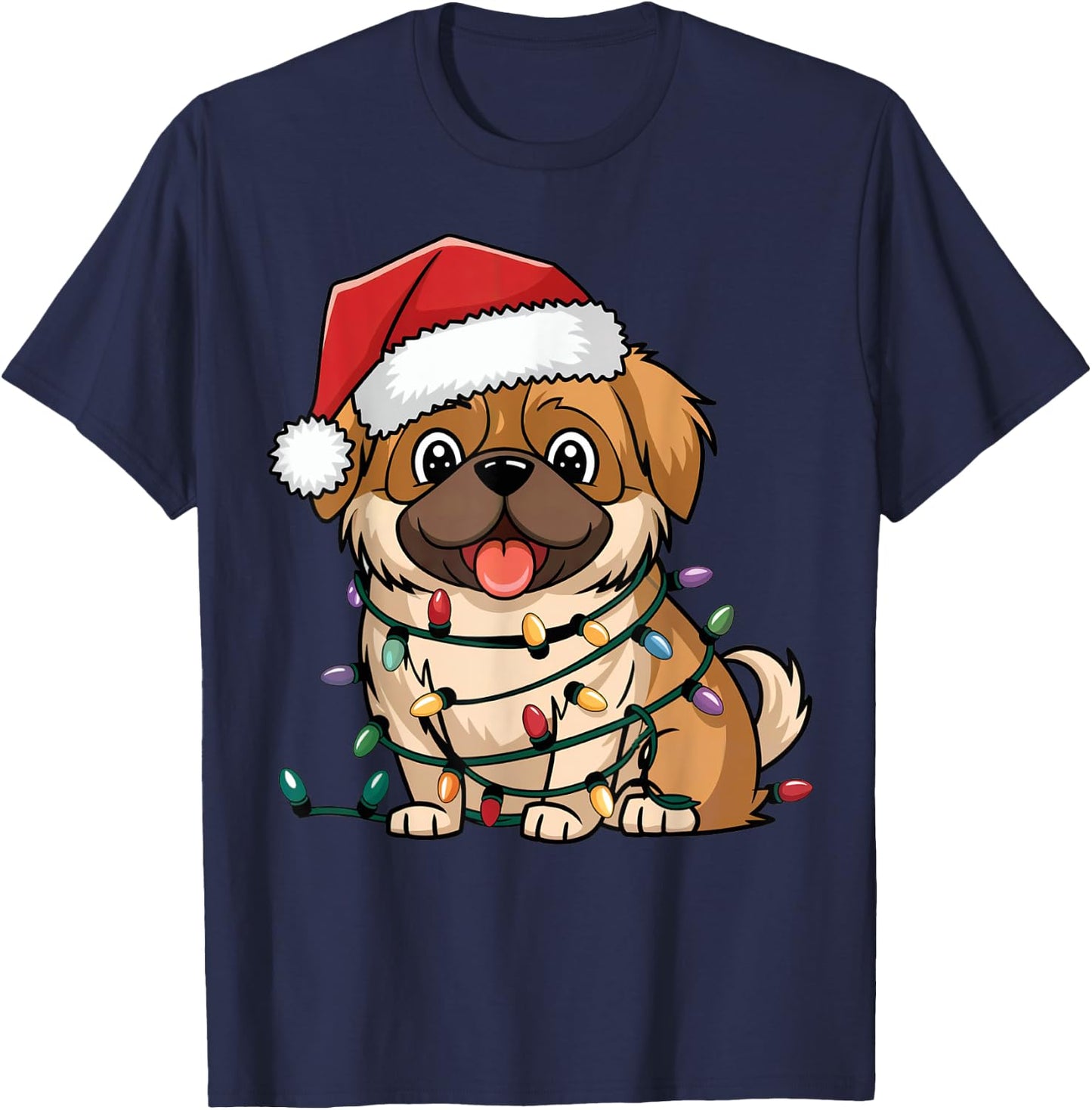Pekingese Christmas Lights Xmas Dogs Gifts Women T-Shirt - T-Shirt | Navy