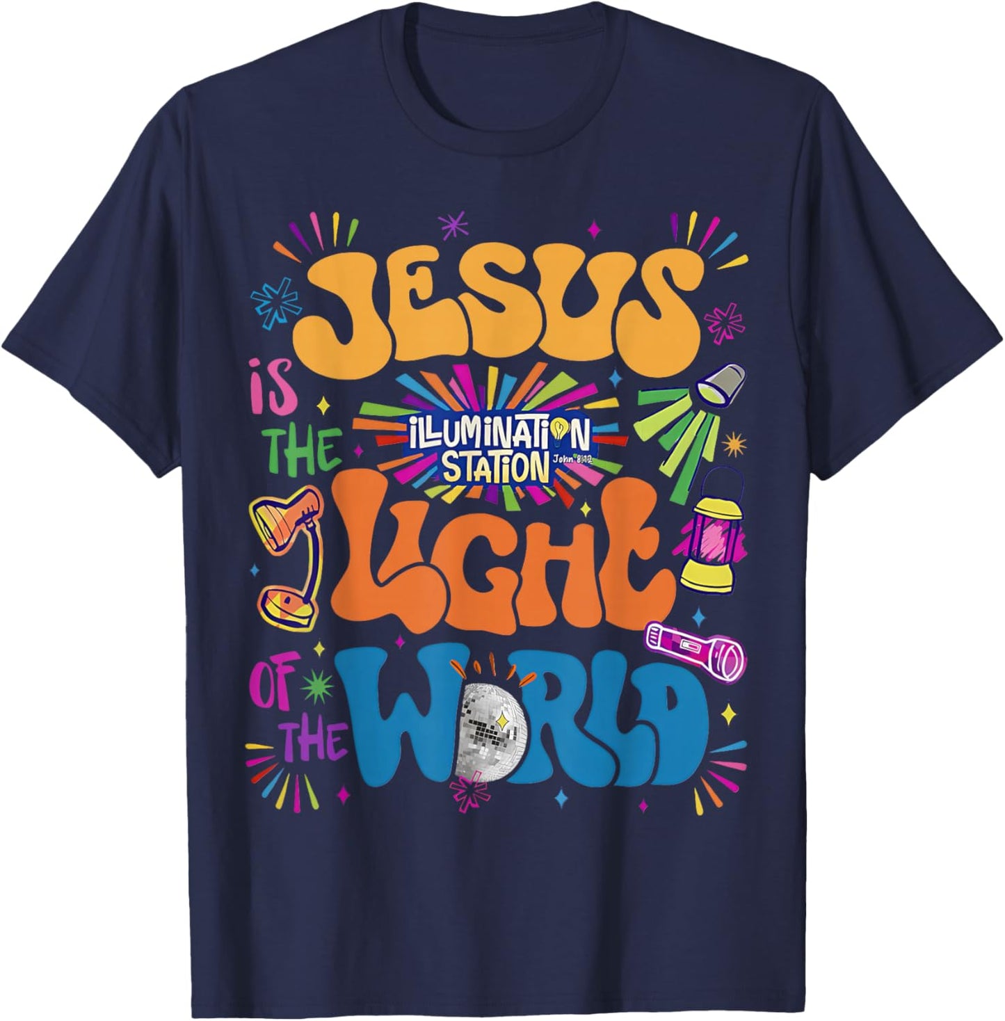 Jesus Light of The World Illumination Station VBS 2026 T-Shirt - T-Shirt | Navy