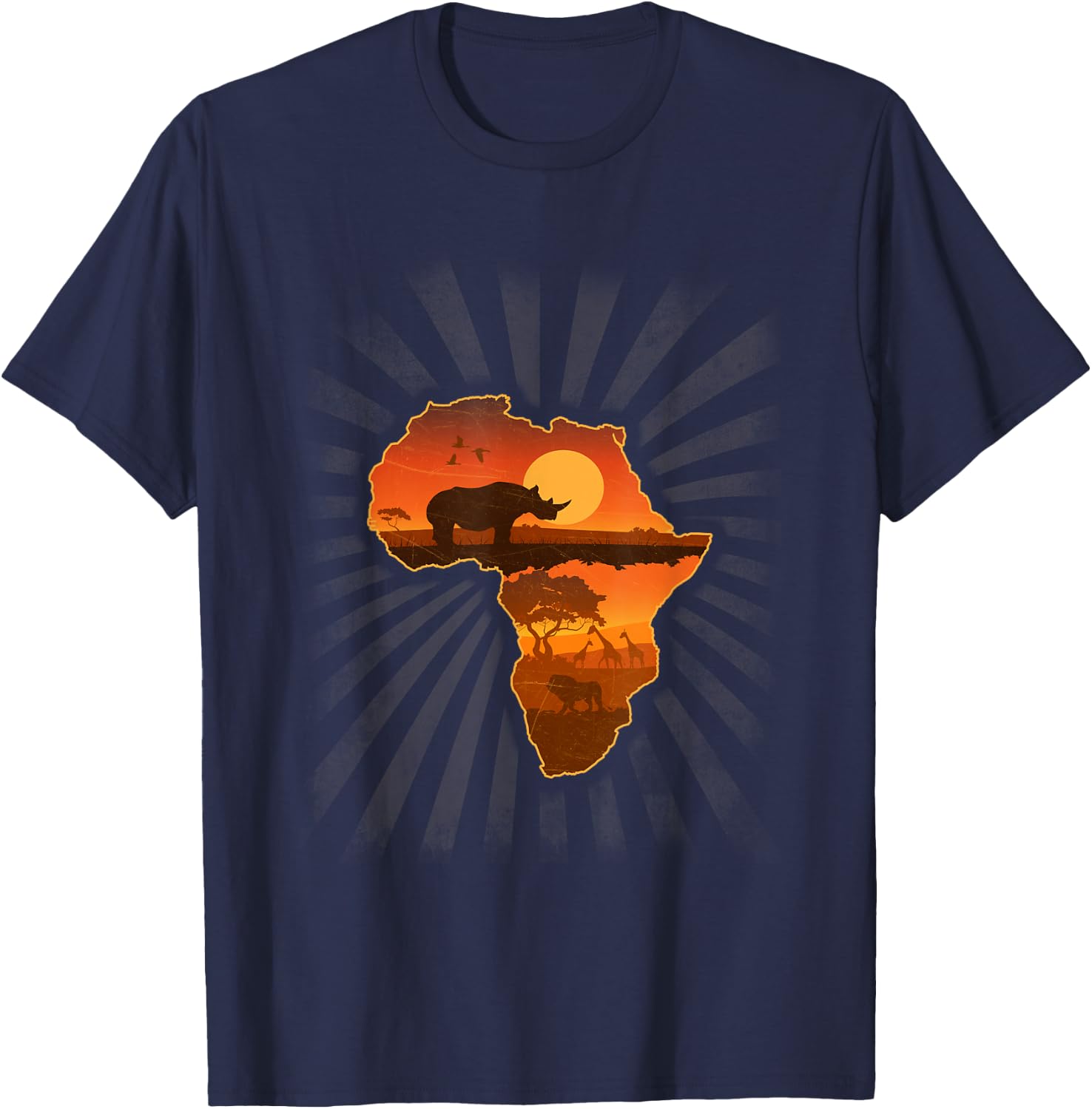 African Wildlife and Safari Sunset Shirt T-Shirt - T-Shirt | Navy