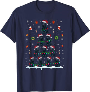 Newfoundland Dog Christmas Tree Lights Women Dog T-Shirt - T-Shirt | Navy