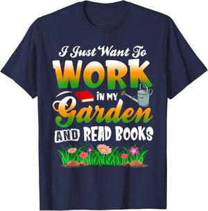 Mother's Day Gardening Gift Garden and Book Lover T-Shirt - T-Shirt | Navy