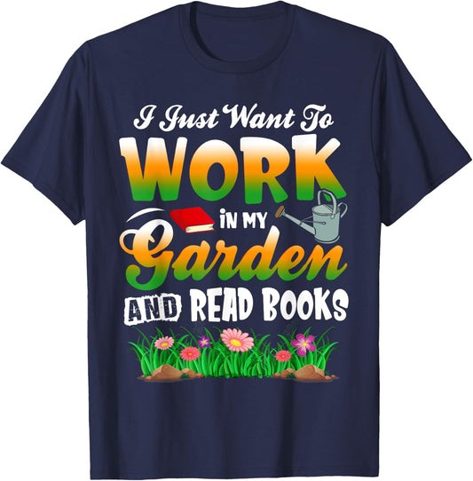 Mother's Day Gardening Gift Garden and Book Lover T-Shirt - T-Shirt | Navy
