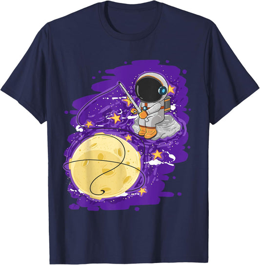 Astronaut Fishing Cute Spaceman Galaxy Space Lover Boys Gift T-Shirt - T-Shirt | Navy
