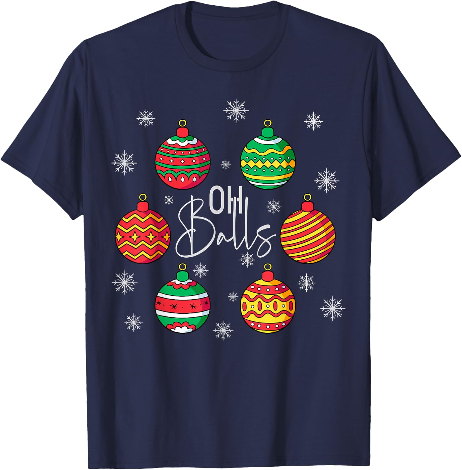 Groovy Christmas Oh Ball Christmas Holiday Women T-Shirt - T-Shirt | Navy