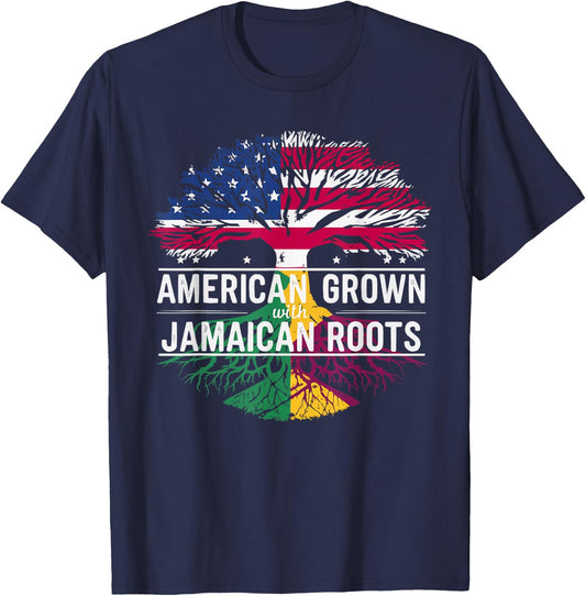 Half American Half Jamaican USA Flag Jamaica America T-Shirt - T-Shirt | Navy