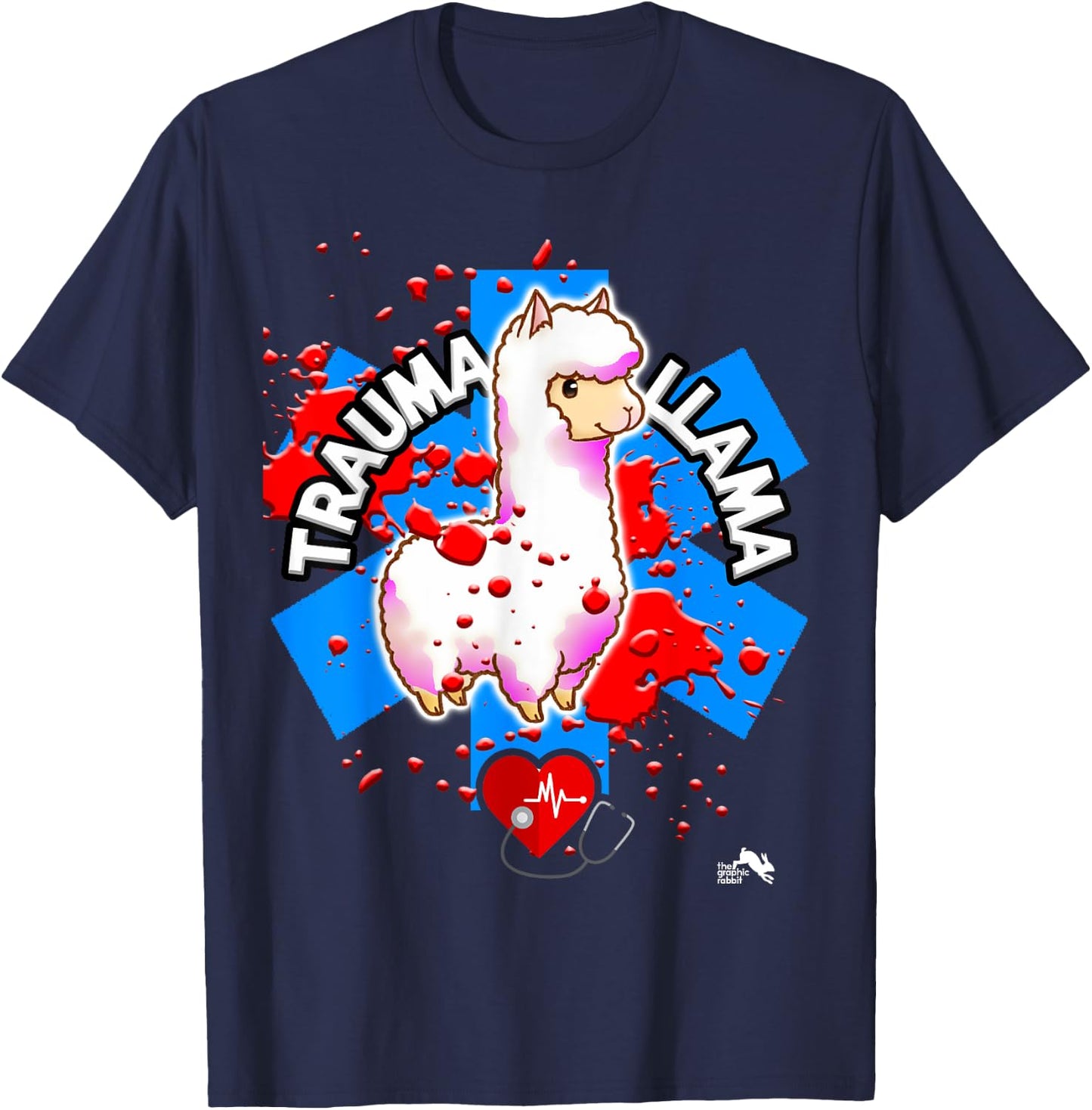 Funny EMT Trauma Llama EMS Paramedic Gift T-Shirt - T-Shirt | Navy