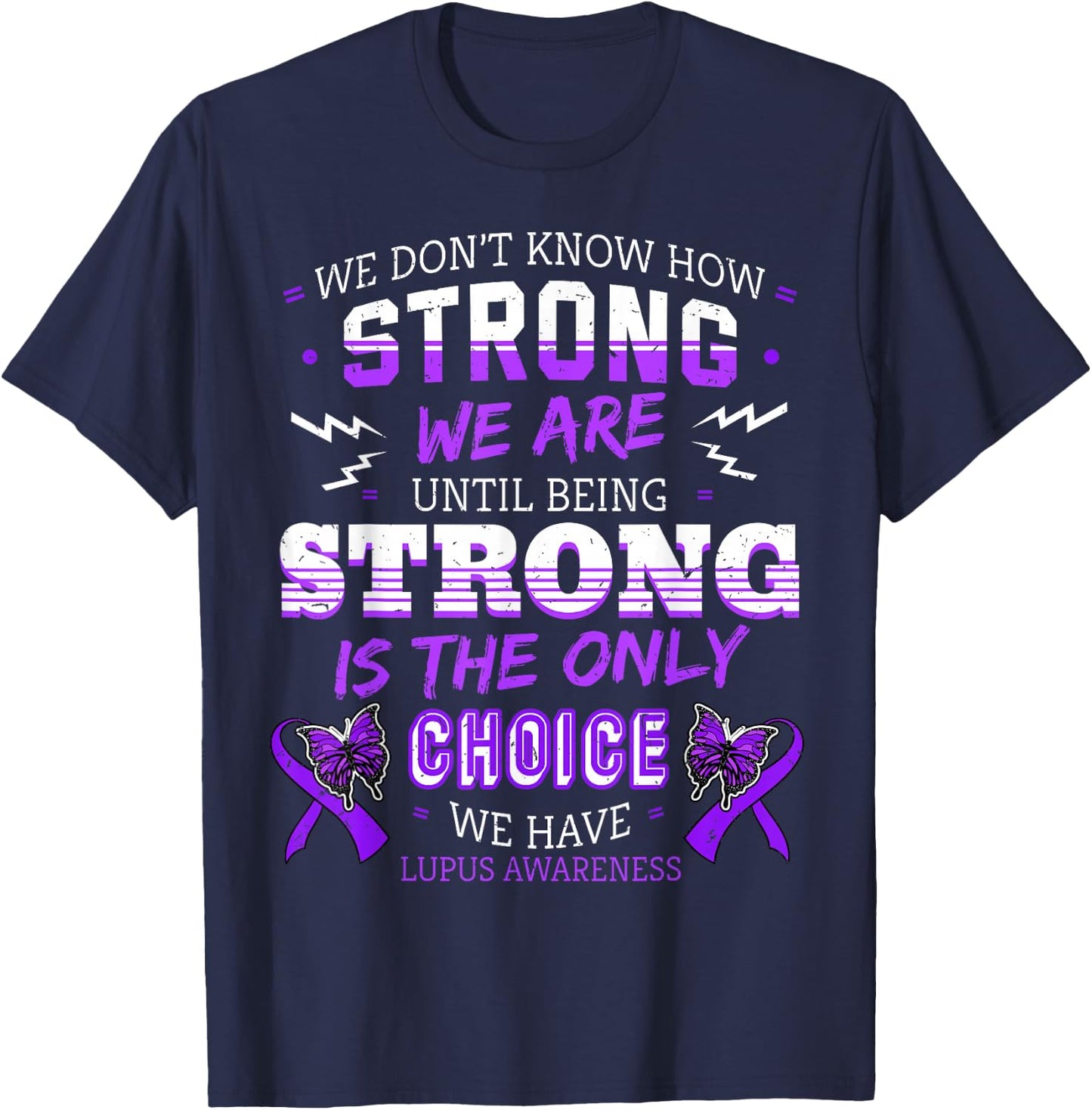 Lupus Awareness Shirt Organ Disease Ribbon Butterfly Gift T-Shirt - T-Shirt | Navy