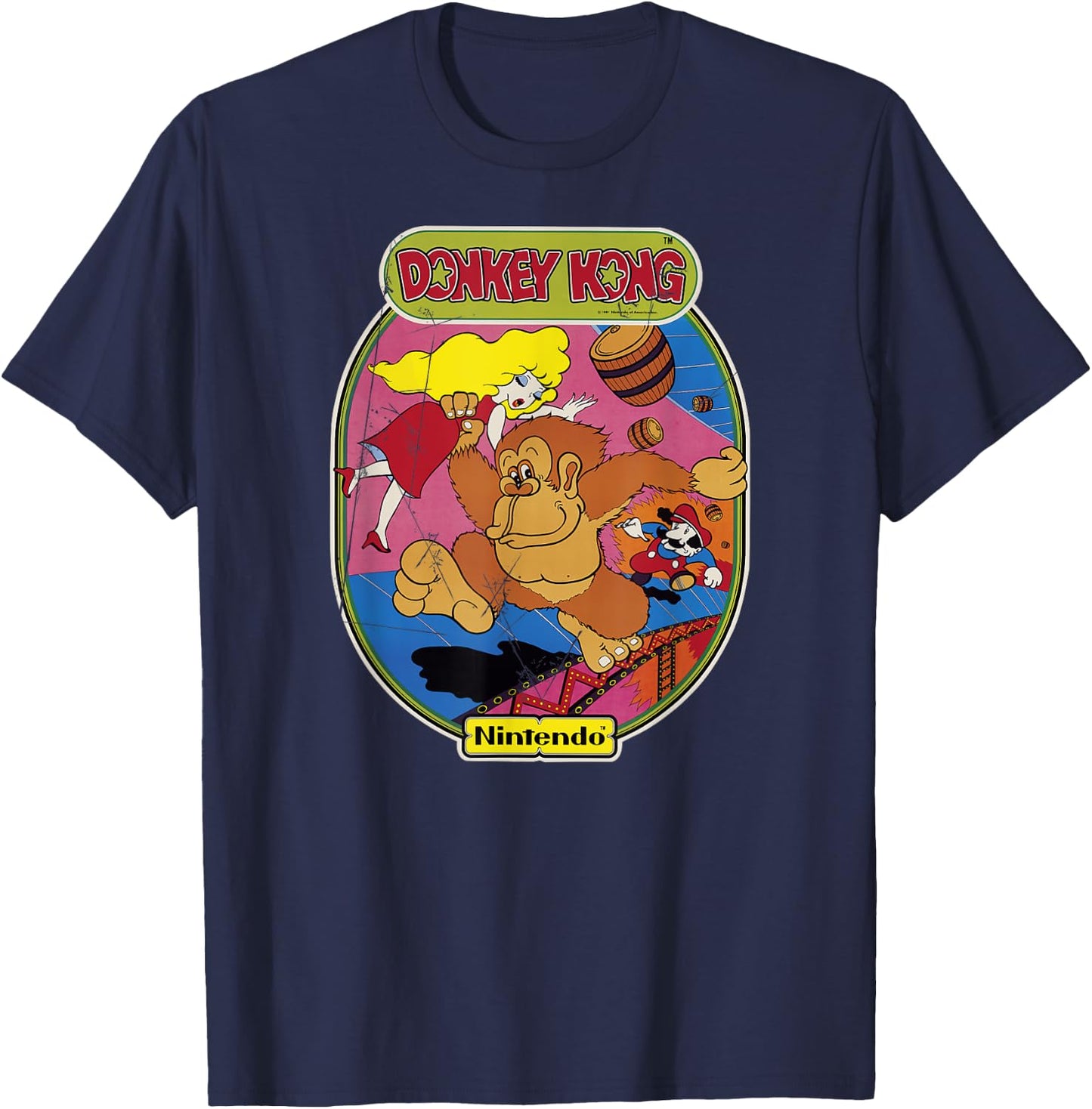 Nintendo Donkey Kong Mario Retro Art Graphic T-Shirt - T-Shirt | Navy