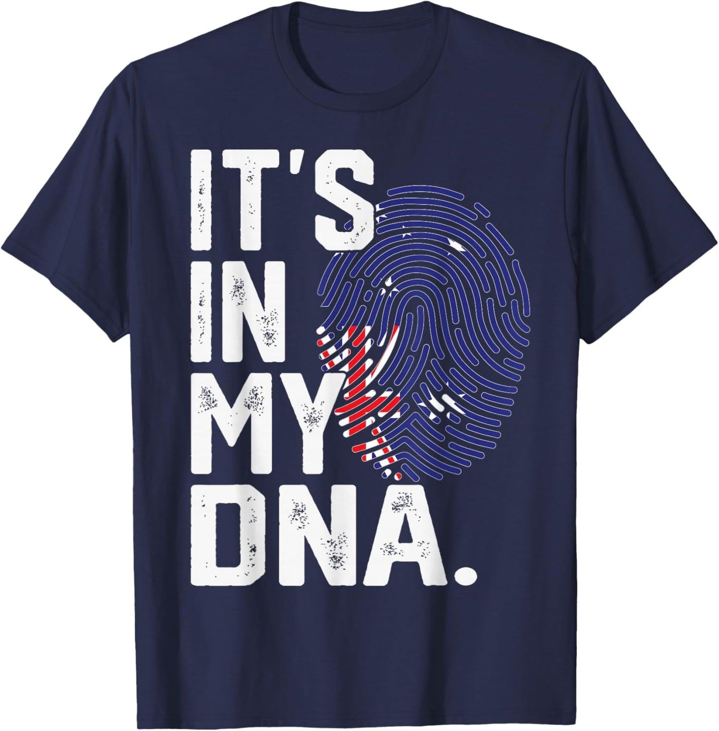 Australia Roots Flag Fingerprint Graphic Patriotic T-Shirt - T-Shirt | Navy