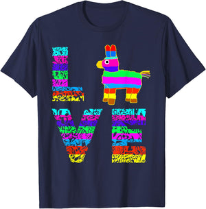 Funny Pinata Rainbow Horse Mexican Fiesta Party Hit T-Shirt - T-Shirt | Navy