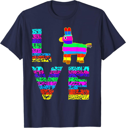 Funny Pinata Rainbow Horse Mexican Fiesta Party Hit T-Shirt - T-Shirt | Navy