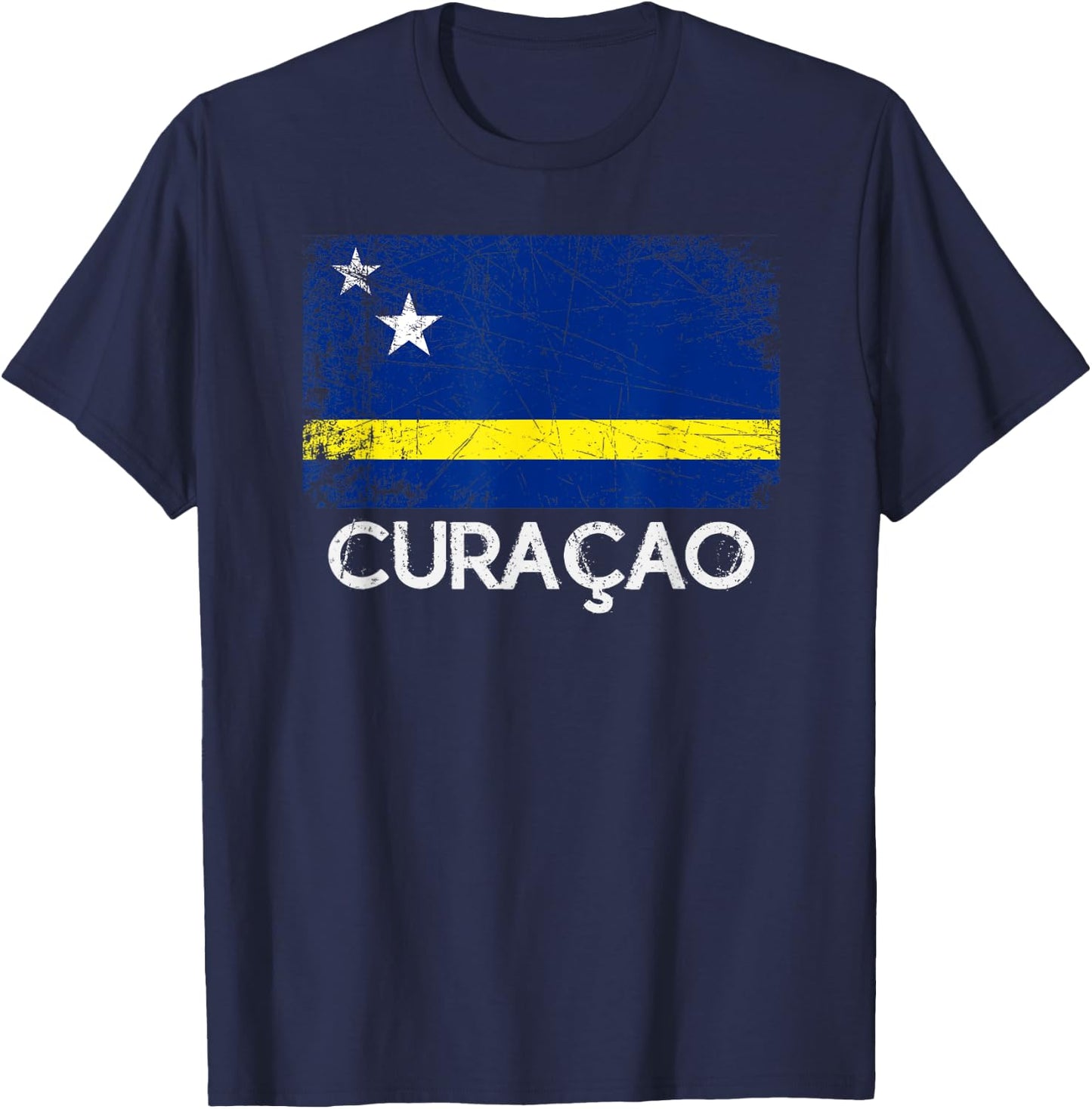 Curacaoan Flag | Vintage Made In Curacao Gift T-Shirt - T-Shirt | Navy