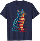 Patriotic Cat American Flag Buffalo 4th Of July Cat Lover T-Shirt - T-Shirt | Navy